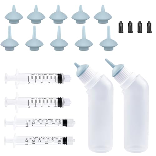 Yoolight 20PCS Haustier Stillflasche mit grauem Ersatz Mini Nippel Fütterungsflasche, Fütterungs-Kit für Kätzchen Welpen für Neugeborene Kätzchen, Welpen, Kleintiere,