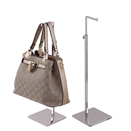 Greneric 2 Pack Metal Handbag Rack Hanging Clutch Bag Holder Display Stand Adjustable Height Retail Countertop Free Standing Display Stands With Single Hook For Bags,Purses,Wig (Mirror Silver) #TOP1
