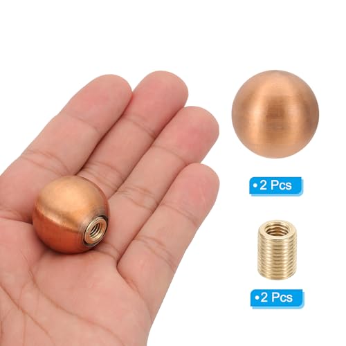 Image of PATIKIL 25mm Ball Lamp Finials Caps Knob, 2 Set Lamp Shade Decoration, Red Bronze