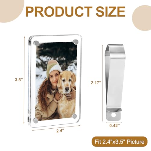 BTPIEL 4 Pack Car Visor Photo Clip, Acrylic Magnetic Personalized Car Visor Clip Photo Frame, Sun Visor Picture Holder, Car Accessories for Women Men, Fathers Day Gift, Gift for Boyfriend Anniversary