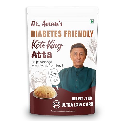 Dr. Aeran's Diabetes Friendly Keto King Atta, 1Kg, Ultra Low Carb, Low GI Atta for Sugar Release Control, Diabetic Atta For Diabetic Care, High Fiber Flour, Sugar Control Keto Atta
