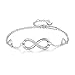 Albertband Bracelet Infini Argent Personnalisé avec 2 Noms Bracelets pour Femmes Filles Meilleur Ami Noël Saint Valentin Gravé Chaîne 2 Coeurs Réglable