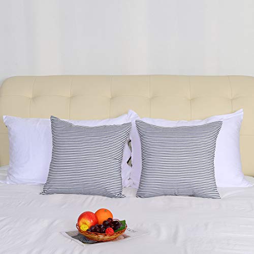Uxcell 2 Pack Woven Striped Lumbar Throw Pillow Cover Set Decorative Cushion Covers Rectangle Farmhouse Pillow Case For Sofa Bedroom Car Blue And White 18" X 18" #TOP2
