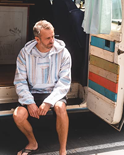 Authentic Baja Hoodie - Drug Rug - Mexican style Poncho - White2