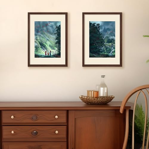 Image of upsimples A3 Picture Frame, Display Pictures 8.3x11.7 with Mat or 11.7 x 16.5 Without, Wall Hanging Poster Frames, Brown, 1 Pack
