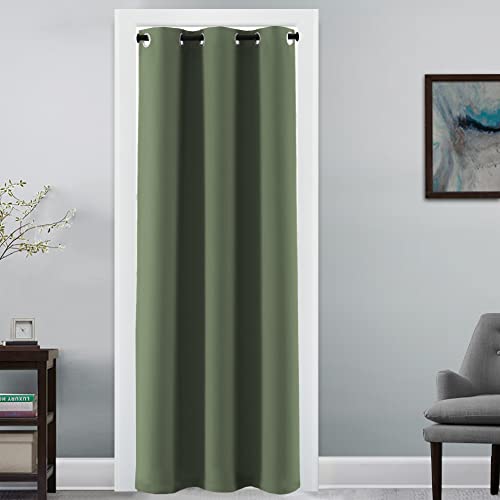 Image of H.VERSAILTEX Doorway Curtain Blackout Closet Door Curtain Room Divider Window Treatment Curtain for Bedroom Thermal Insulated Privacy Drape Soundproof Grommet, 42 x 80 inches, 1 Panel, Bronze Green