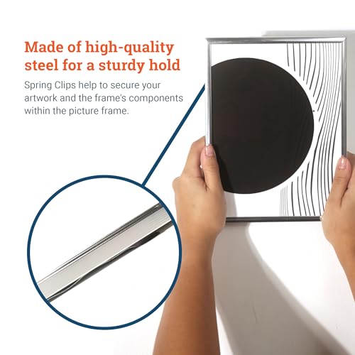 Image of 3 /8 inch Spring Clips with Round Corners - Picture Frame Parts - 50 Pcs Picture Hanging Hardware and Frame Clips