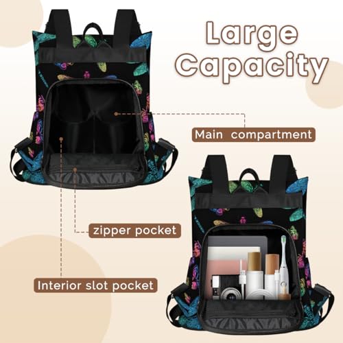 Colorful Dragonfly Butterflies Women's Anti Theft Backpack with Hidden Rear Compartment Adjustable Shoulder Straps Lightweight Daypack for Commuting Travel Gym Work4