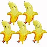 Banana Balloons Fruit Balloons Summer Banana Foil Balloon for Fruit Theme Birthday Decoration Summer Party Decorations Hawaiian Party Balloon Set 5PCS