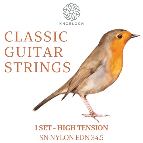 KNOBLOCH STRINGS   Cuerdas de Guitarra Española | EDN34.5   ERITHACUS Alta Tensión 34.5 | Double Silver | Nylon | Sonido Homogéneo y Cálido | Juego cuerdas para Flamenca y Clásica | Hechas en España
