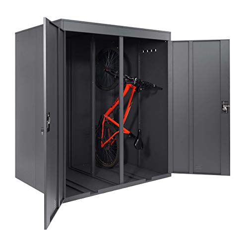 2er-Fahrradgarage HWC-H66, Fahrradbox Gerätehaus Fahrradunterstand, abschließbar Metall - anthrazit – Bild 3