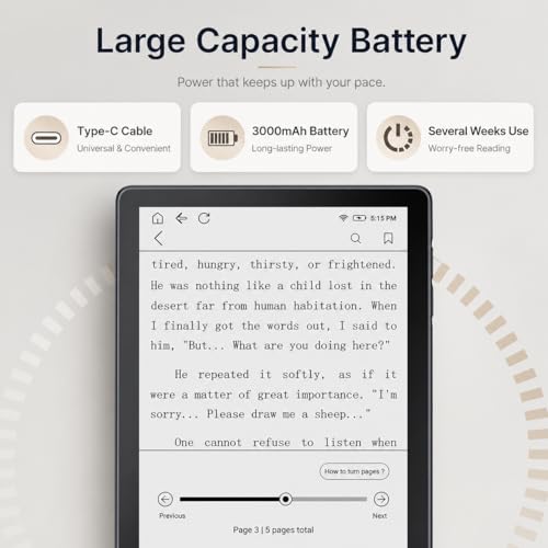 Image of Cason E8- E-Reader Tablet with Black E-Ink Display with Adjustable Back Light -6 inch Portable Glare-Free Ebook Reader, Built-in Speaker, WiFi,Long Lasting Battery(32 GB Internal Memory)