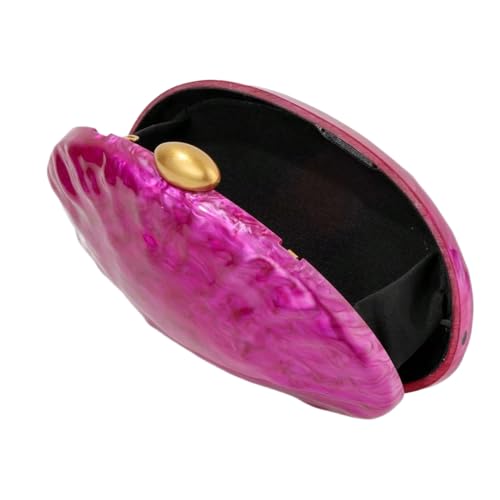 Image of RomanticDesign Women Shell Shape Acrylic Clutch Shiny Marble Purse Wedding Prom Party Evening Handbag