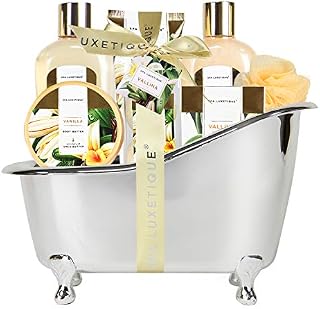 Spa Luxetique Spa Gift Set, 8pcs Vanilla Bath Set with Body Butter, Bubble Bath, Bath Bomb, Spa Sets for Women Gifts, Mum Gifts, Gifts for Her, Birthday Gifts for Women, Valentines Gifts for Him