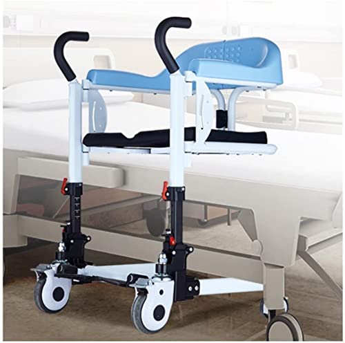 Silla elevadora para traslado de pacientes a domicilio | Silla con inodoro y asiento abatible de 180° | Rueda de autoservicio para personas mayores con discapacidad | Capacidad de 137 kg | M