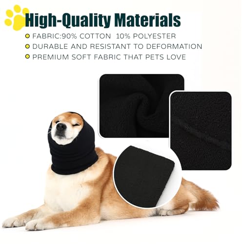 Image of Dog Calming Hoodie Quiet Head Cover Sleeves Double Layer Thickened Dog Ear Muffs Noise Protection,Dog Hematoma Ear Wrap, Dog Headband for Anxiety Relief for Bath, Thunderstorms