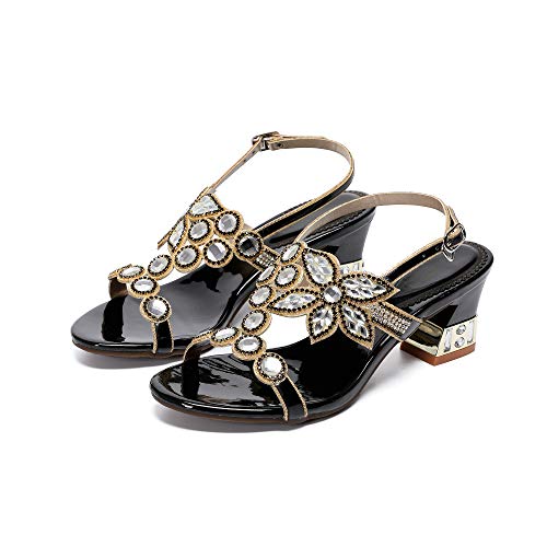 Image of Women's Handmade Rhinestones Crystal Heel Evening Bridal Wedding Prom Sandals Heeled 6.5 cm