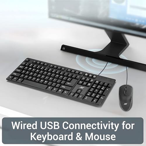 Image of Ant -Wired Full-Size Keyboard and Mouse Combo - Computer Accessories for Laptops and PCs, Ergonomic Design, Silent Keys, USB Connection, Compact Mouse, QWERTY Keyboard - Black, 02