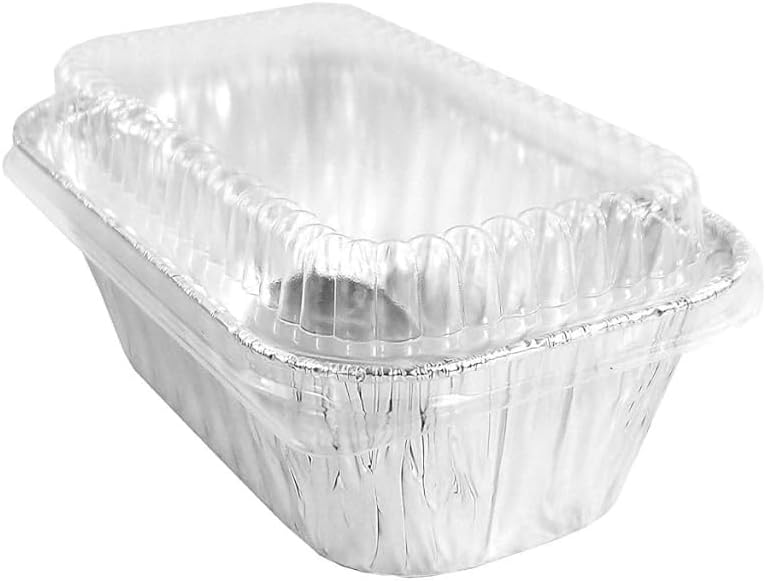 PROPAC & SEAL Disposable 1 lb. Aluminum Foil Mini Loaf Pans with Clear Dome Lids (Pack of 25) (25)