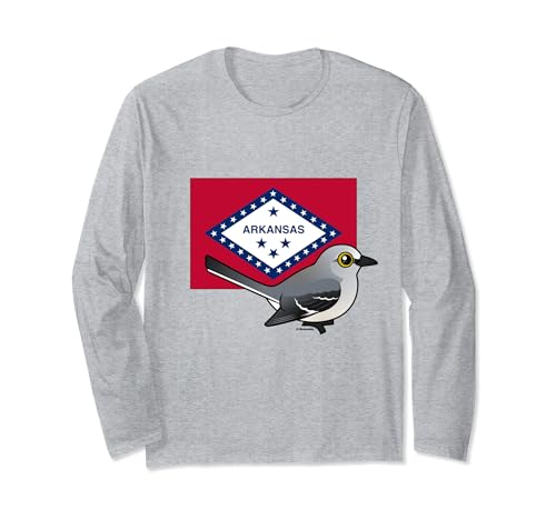 State Birdorable of Arkansas: Northern Mockingbird Cute Bird Long Sleeve T-Shirt