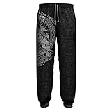 Fandao Odins Rabe 3D Hoodie Hose Langarm-Pullover Keltischer Unisex-Sportanzug – Hoodie Mit Reißverschluss & Hose, Wikinger Krähe Tattoo,Trousers,XL