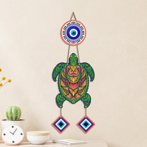 Image of Artvibes Sea Turtle Evil Eye Wall Hanging for Home Entrance | Nazar Battu MDF Wall Decor | Lucky Vastu Wall Art for Living Room | Bedroom | Office | Balcony & Main Door | Unique Gift Item (WH 8539N)