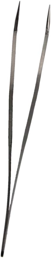 Utoolmart ST-15 Stainless Steel Micro-magnetic Pointed Tip Tweezer Silver Tone with Card Bag 1 pcs