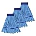 Heavy Duty Commercial Mop Head Replacement Microfiber Tube Mop Heads for Floor Cleaning: 3 Packs Looped End Wet Mop Head Refill for Home Commercial Industrial Use (Blue)