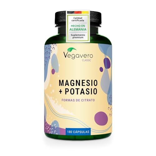 Vegavero Magnesio + Potasio | 180 Cápsulas | SIN ADITIVOS | Citra...