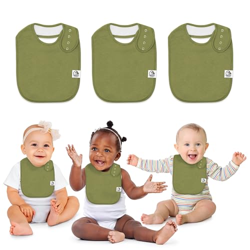Image of 3 Pack Drooling Bibs for Babies | Premium & Soft Organic Cotton Teething Bibs with Snaps and Fleece Backing