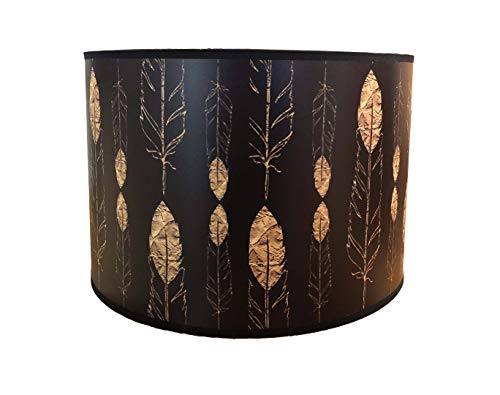 Image of Royal Designs, Inc. Trendy Decorative Handmade Lamp Shade, Made in USA, 14in, HBC-8077-14-2, Feathered Forest - 2 Pk