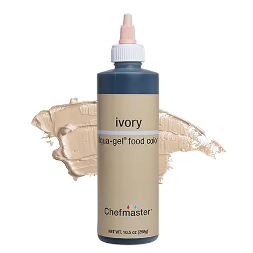 Chefmaster Ivory Liqua-Gel Food Coloring | Vibrant Color | Professional-Grade Dye for Icing, Frosting, Fondant | Baking &amp; Decorating | Fade-Resistant | Easy-to-Use | Made in USA | 10.5 oz