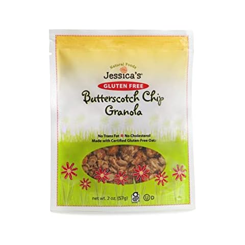 Jessica's Natural Foods Gluten-Free Granola - Packs of 10 (2oz snack bags) - All-Natural Granola, Breakfast Cereal and Snack, Certified Gluten Free - Butterscotch Chip Cover