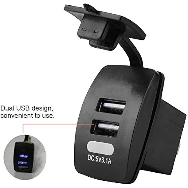 1 ładowarka samochodowa USB ładowarka samochodowa USB Duokon wodoodporne podwójne gniazdo ładowania USB 3.1A do łodzi samochodowej mobilnej