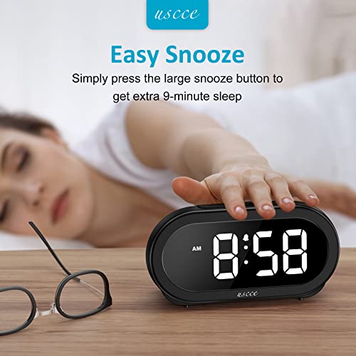 Uscce UE-218 Small Led Digital Alarm Clock With Snooze, Easy To Set, Full Range Brightness Dimmer, Adjustable Volume With 5 Alarm Sounds, Usb Charger, 12/24Hr, Compact Clock For Bedrooms, Bedside thumb #4
