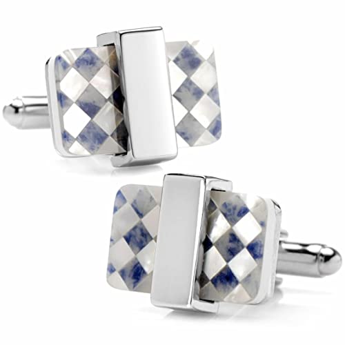 Ox & Bull Trading Co チェック カット マザーオブパール カフス カフスボタン bl-wrp-2278-lp