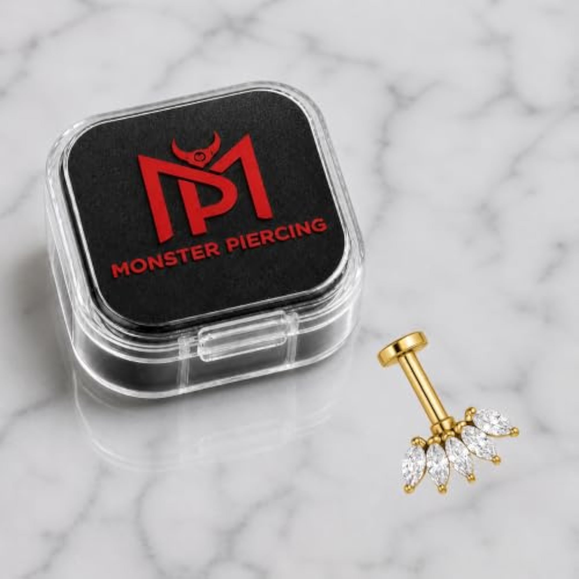16G Internally Threaded Marquise CZ Helix Jewelry