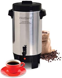 West Bend 58002 Highly Polished Aluminum Commercial Coffee Urn Features Automatic Temperature Control Large Capacity with Quick Brewing Easy Prep and Clean Up, 42-Cup, Silver