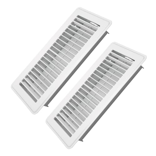 Howeall 4 x 10 Floor Register 2 Pack - Heavy Duty Steel Walkable Floor Vents - Easy Adjust Air Supply Lever - Vent Covers for Home (White)