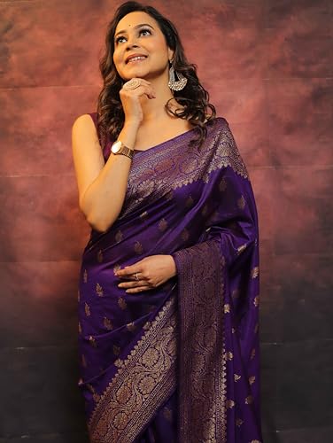 Image of Sugathari Women's Banarasi Saree Pure Kanjivaram Silk Saree Soft new ladies 2025 Design Wear Pattu Sarees Sadi Party Sari collections With Blouse Piece (San Pari-223)