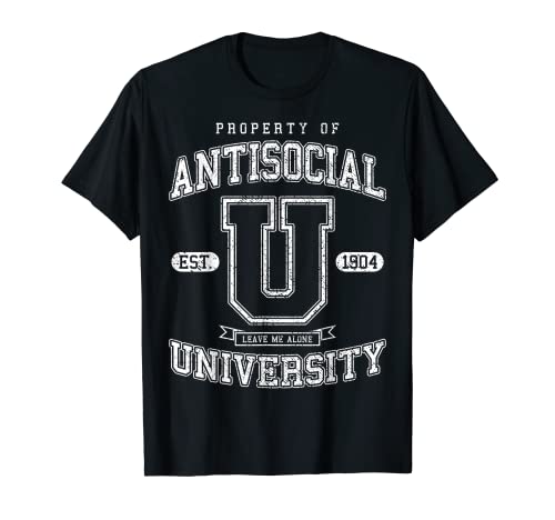 Universidad antisocial Leave Me Alone Introvertido Varsity Camiseta