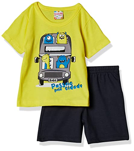Conj. Camiseta E Bermuda, Meninos, Brandili Club, Amarelo Sol, G, Conj34816