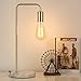 HAITRAL Industrial Table Lamp - Modern Bedside Desk, Stylish Nightstand Lamp for Bedroom, Office, College Dorm with White Marble Base and Metal Frame - Gold (Without Bulbs)