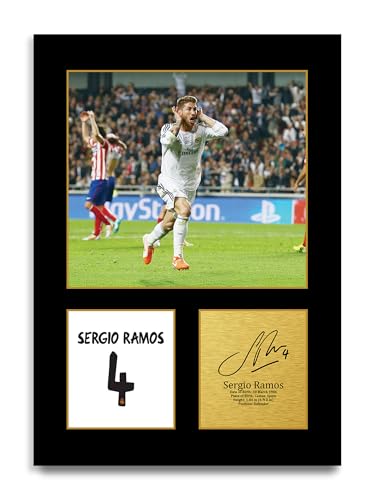 HWC Trading Sergio Ramos Real Madrid Cadeaux imprimés photo autographe signée pour les fans de football et les supporters (ID-004423) - A4 Impression...