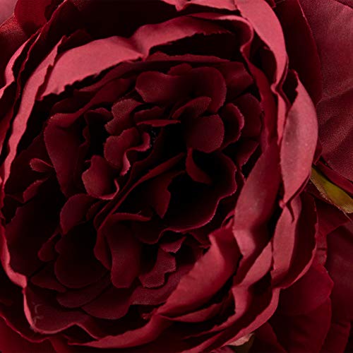 Simply Elegant 18" Artificial English Rose Bouquet - 7 Roses (3.5" X 2.5") With 14 Leaves - (Burgundy) For Home Garden, Office, Flowers Arrangement, Wedding Centerpiece, Diy #TOP2