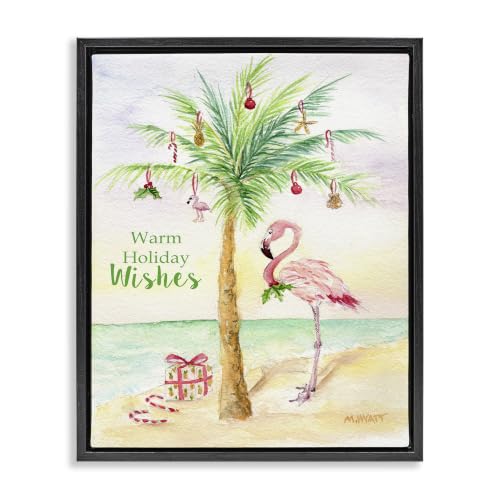 Tropical Flamingo Holiday Coastal, 25 x 31 Inch Canvas in Floater Frame