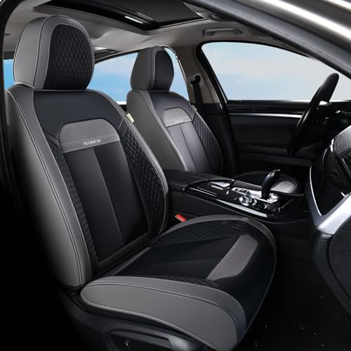 Image of FLORICH Car Seat Covers Front Seats, Luxury Leather Seat Covers Automotive Vehicle Seat Covers fit Universal Anti-Slip Driver Seat Cover for Trucks Vans SUVs Sedans(BlackGrey
