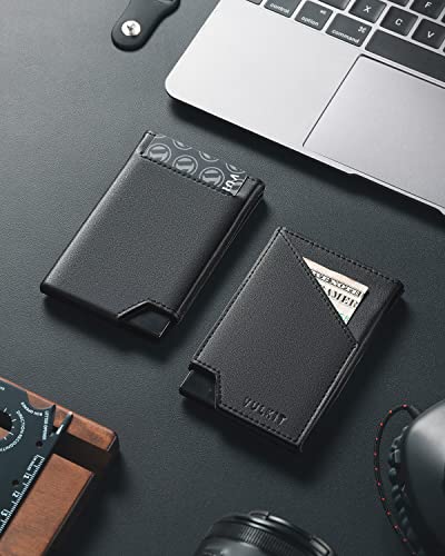 Vulkit Pop Up Card Wallet Rfid Blocking Slim Aluminum Metal Bank Card Holder Case With Business Money Pocket For Credit Cards Notes And Coins (Black) #TOP5