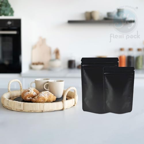SKY FLEXI PACK Matte Black Zip Lock Stand Up Pouches, Pack of 50 - Image 7