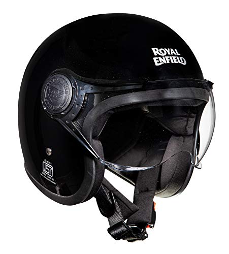 Image of Royal Enfield Jet Open Face Helmet with Clear Visor Black , Size: XL(61-62cm)